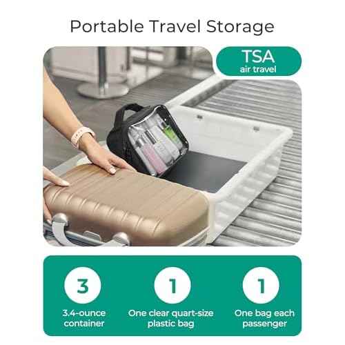 BAGSMART Clear TSA-Approved Toiletry Bag, Large Opening Quart Sized Makeup Bag with Handle, Double Zipper, Clear Cosmetic Organizer for Women