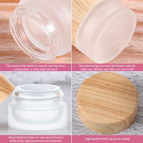 Geiserailie 10 Pieces Glass Cosmetic Containers Empty Sample Jars with Leak Proof Lids Makeup Sample Containers for Lotion Cream Cosmetic (15 Gram)