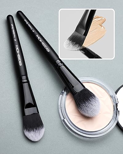 EIGSHOW Everyday Makeup Brushes, 5 Pcs Makeup Brush Set for Foundation Blush Concealer Eyeshadow Eyelid, Vegan & Cruelty-Free, Travel Friendly Make up Brushes Set Gift for Women Girls Set- Black