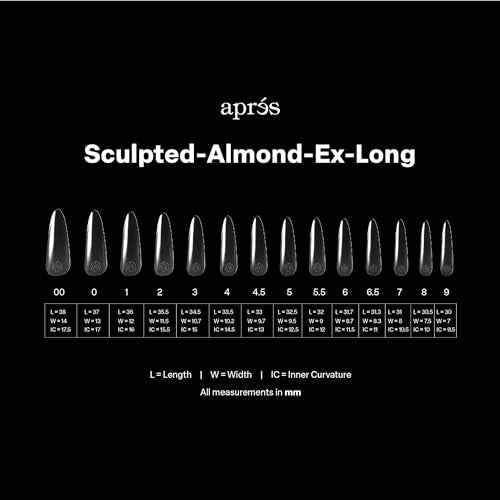 Apr?s Gel-X¢ç Almond Box of Nail Tips | 280 Gel-X Tips, Soft Tips, 14 Sizes 00-9 | Half-sizes Included (Sculpted Almond Extra Long, 280 Count)