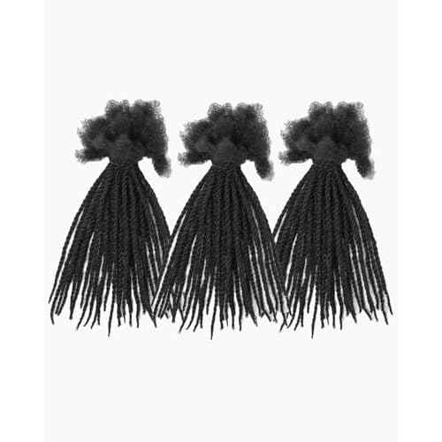100% Human Hair Twist Dreadlocks Extensions for Women/Men/Kids DIY on Clearance - 10inch Small Size 0.4cm Thin Locs - Natural Black - 3 Packs (90 Strands)