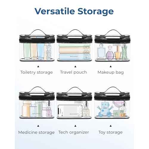 BAGSMART TSA Approved Toiletry Bag, 3 Pack Clear Makeup Cosmetic Bag Organizer, Quart Size Travel Bag for Toiletries, Carry-on Travel Accessories Essentials, Black-3pcs