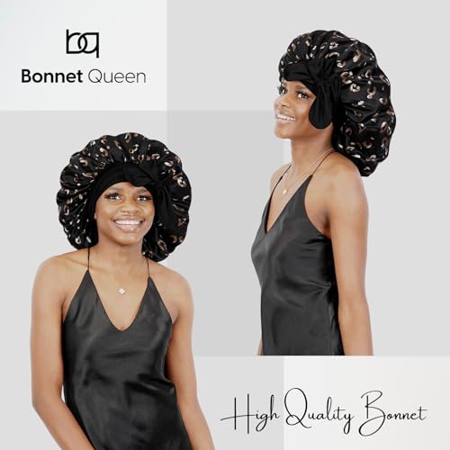 BONNET QUEEN Silk Bonnet for Sleeping Women Satin Bonnet Hair Bonnet Night Sleep Cap Head Cover wrap Scarf for Curly Hair with tie Band