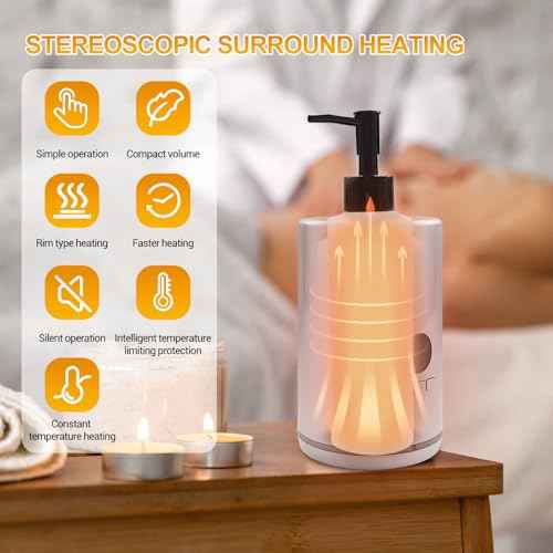 oil warmer for massage,massage Oil Warmer,lotion Warmer for Spa,Salon and Barber Shops,with 4 Oil Bottle 250ml Dispensers,with 1 White and 1 Grey funnels,Delay start control,Temperature control,Black
