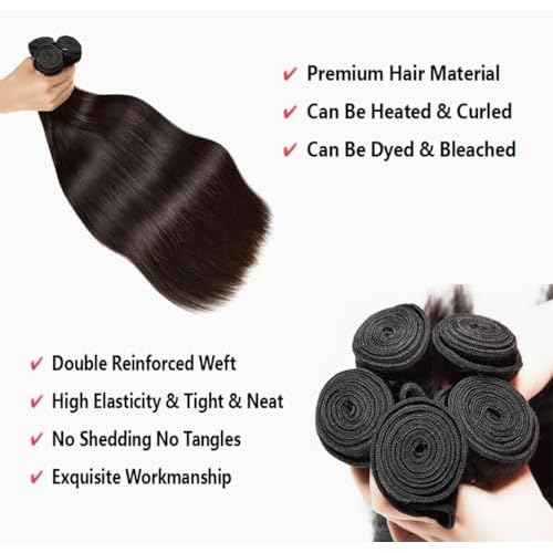 Brazilian Virgin Straight Hair Bundles 18 20 22 Inch 100% Unprocessed Virgin Human Hair Weave Bundles Human Hair Extension Double Weft Natural Color Straight Hair Bundles