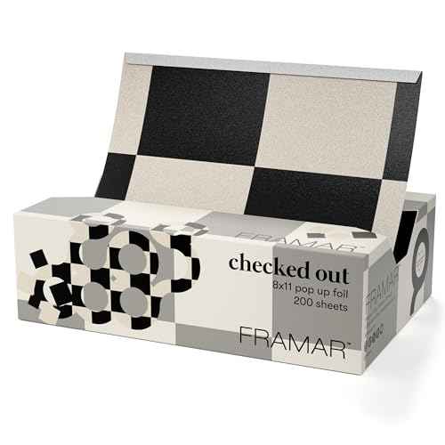 FRAMAR 8x11 Checked Out Hair Foil ? Hair Foils For Highlighting, Pop Up Foil For Hair Highlighting, Salon Foils For Hair Highlighting Kit, Wide Hair Foils For Bleach, Salon Foils For Hair Stylist 200