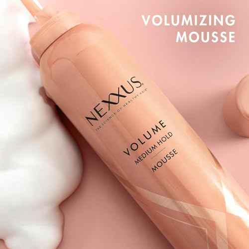 Nexxus Travel Mousse, Volume Medium Hold 4-Pack ? 72-Hour Anti-Humidity Shield, 48-Hour Frizz Control, Rose Fragrance, 2 Oz Ea