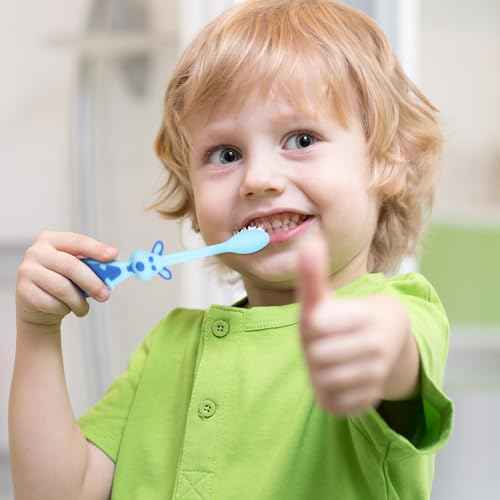 Toddler Toothbrush Pack - 36 Pieces, Soft Bristle Animal Toothbrushes with Covers & Suction Cup for Kids Sensitive Teeth