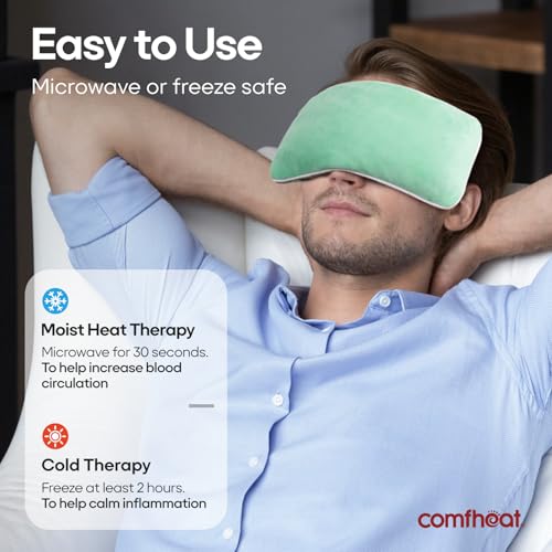 Unscented Weighted Eye Pillow - Soft Plush Removable Cover, Moist Heat & Cold Therapy, Natural Aromatherapy Eye Compress Pillow for Relaxation, Yoga, Meditation, and Sleep, Green