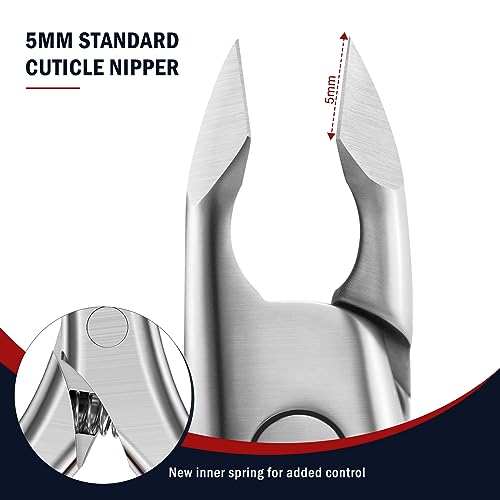 FVION Cuticle Trimmer ? Professional Cuticle Nippers, Rubber Coated Handle Manicure Tools ? Stainless Steel Cuticle Cutter for Nails (5mm)