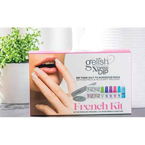 Gelish Xpress Dip N Brush French Kit - Powder Colors, Built-In Activator, 21+ Days Chip Proof Wear, Nail Dip Powder, Nail Kit, Dipping