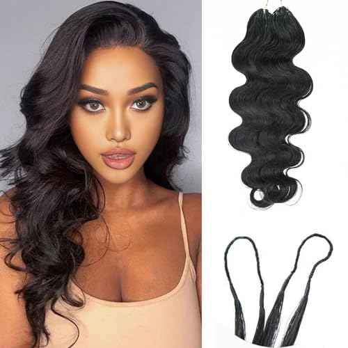 Body Wave Feather Crochet Braid Human Hair Extensions Knotless Pre-Separated Crochet Hair Extensions Human Hair Natural Color 16inch 120g