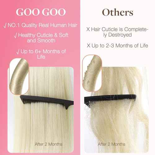 GOO GOO I Tip Hair Extensions Real Human Hair, 18inch 50g 50S, Cold Fusion I Tip Hair Extensions, Invisible Remy Hair Extensions, 17/22/60 Balayage Ash Blonde to Golden Blonde and Platinum Blonde