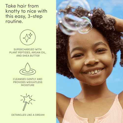 Evereden Kids Complete Haircare Set: Hair Detangling Shampoo, Conditioner & Spray for Children Ages 3+ & Pain-Free Hair Brush, Plant Protein Peptides & Argan Oil, Vegan, Free from Sulfate and Paraben