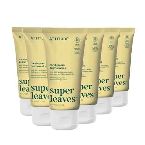 ATTITUDE Hand Cream, EWG Verified, Plant and Mineral-Based, Vegan Personal Care Products, Lemon Leaves, 2.5 Fl Oz (Pack of 6)