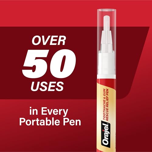 Orajel Rescue Relief Pen with Menthol Cooling Gel for Instant Pain Relief of Tooth & Gum, Mouth Sores, Braces and Denture Irritation, Touch-Free Silicone Applicator, 0.07 oz (2-Pack)