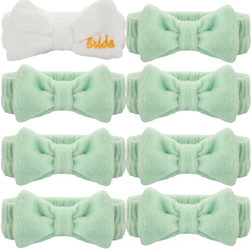 48pcs Bridesmaid Scrunchies Proposal Gifts Bachelorette Hair Claws Clips Girls headbands heart sunglasses for Wedding Party Favors (White&Sage Green)