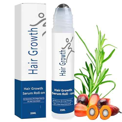 Rosemary Hair Growth Serum Roll On with 3% Rosemary£¬2% Ginger oil£¬3% Aloe Vera Extract£¬ Stronger Root£¬stimulate follicle,Hair Thicker£¬Hair Loss Treatment.Advanced Hair Regrowth,0.85 Fl Oz pcs