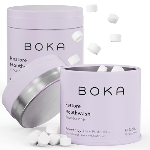 Boka Travel Size Mouthwash Tablets - Hydroxyapatite, Fluoride Free & Alcohol Free - Chewable Tablets to Freshen Breath, Kill Odor Quickly & Helps Remineralize Teeth - (Pack of 2, 90 Pcs, Mint)