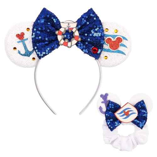 Cruise Ears Headband 2 Set Sequin Mouse Ears for Women Girls Hair Accessories for Cruise Trip Costume Party Decoration