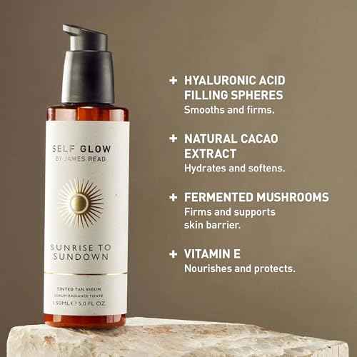 Self Glow by James Read - Sunrise to Sundown Tinted Tan Serum | Instant, Customizable Glow | Hydrate, Nourish, Soften | Non-Allergen Fragrance, Silicone + Drying Alcohol-Free (150mL | 5 fl oz)
