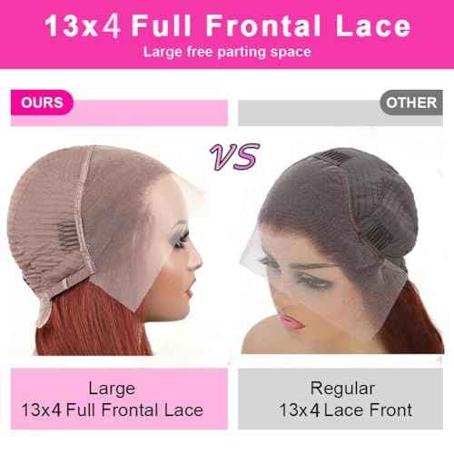 Reddish Brown Lace Front Wigs Human Hair 26inch 180% Density 13x4 Full Frontal Transparent Hd Lace Straight Lace Front Wig Human Hair Reddish Brown Colored Wigs For Black Women Frontal Wig Human Hair