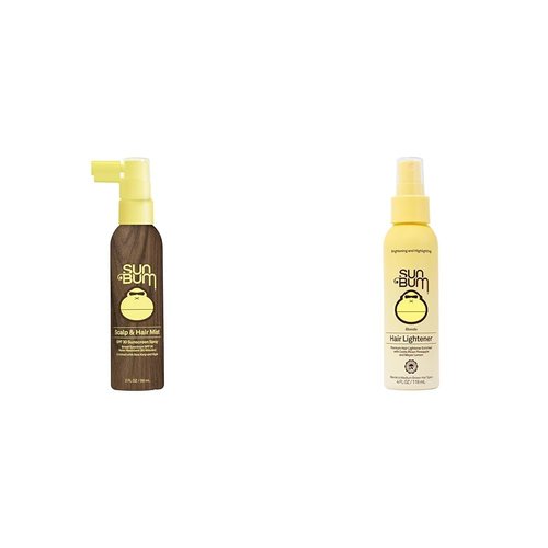 Sun Bum Original SPF 30 Sunscreen Scalp and Hair Mist 2 OZ Blonde Formula Hair Lightener 4 oz Spray Bottle Blonde Hair Types Bundle