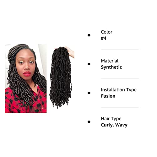 Youngther New Faux Locs Crochet Hair 18 inch Most Natural New Soft Locs Crochet Hair 6 Packs Premium Fiber Synthetic Hair Hair Extensions (18inch 6packs-#4) …