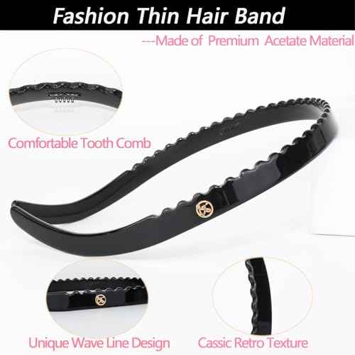 3 Pack Eyewear Headbands,No Headache Non Slip Hair Bands Fashion Thin Headbands for Womens Sisters Girls Gifts(Black,Tortoise,Amber)
