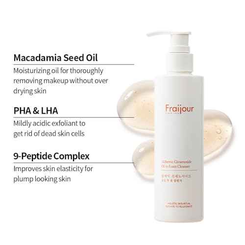 Fraijour Alchemic Ginsenoside Oil to Foam Cleanser ? Oil-to-Foam Facial Cleanser with Ginsenoside, PHA & LHA, Gently Removes Makeup & Impurities, Hydrating & Exfoliating, 7.41 oz.