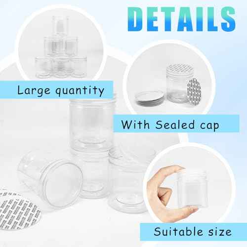 24 Pack 4oz Clear Plastic Slime Containers with Lids,Round Refillable Travel Storage Sealed Jars,Wide Mouth Container for Cosmetics,Lotions,Eye Shadow,Cream,Candy,Makeup,Craft Supplies,Beads