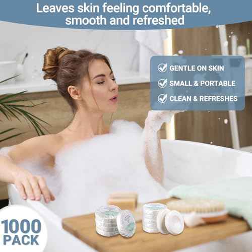 Demissle 1000 Pcs Mini Soap Bars 0.4 oz Small Round Coin Size Hotel Soap Bars Bulk Individually Wrapped for Hotel Bathroom Toiletries for Party Favors Motel Body Cleansing