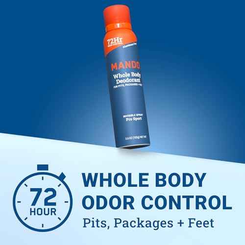 Mando Whole Body Deodorant For Men - Invisible Spray Deodorant - 72 Hour Odor Control - Low Irritation Formula - Aluminum Free, Benzene Free - 3.6 ounce Cans (Pack of 2) - Pro Sport