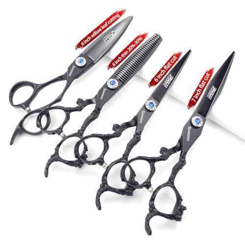 SHARONDS 6/7 inch Professional Hairdressing Scissors Salon Hairdresser Hair Trim and Cut thinning 440c high Hardness Scissors (6+7 inch 4pc)