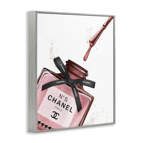 Stupell Industries Makeup Nail Polish Brush Drip Pink Fashion Design, Design by Ziwei Li