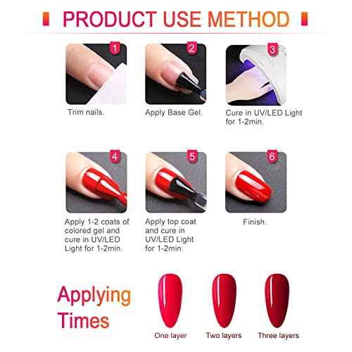 VENALISA Red Gel Nail Polish Set, 12Pcs Dark Red Purple Pink Gel Polish Kit Color High Gloss Soak Off Nail Manicure Salon DIY