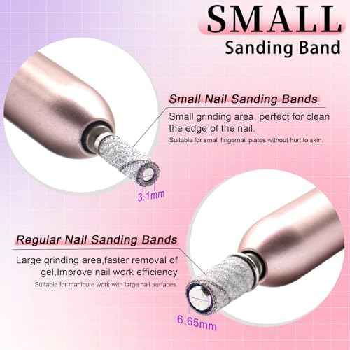 180 Grit Small Nail Sanding Sands, 200 Pcs Pink Sanding Bands for Nail Drill, 180 Fine Grit Sanding Bands for Nail with 3.1 MM Nail Drill Bit, Small Sanding Bands for Natural Nails Acrylic Gel
