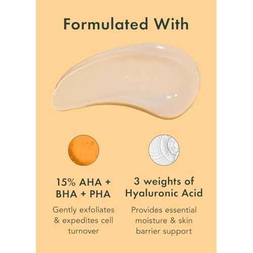 Rael Face Exfoliator, Miracle Clear ? Exfoliating Serum with 15% AHA/BHA/PHA Complex and Hyaluronic Acid, Hydration, Korean Skin Care (1.7 fl oz)