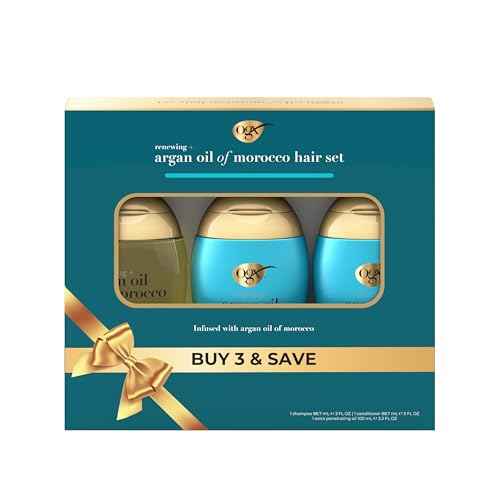 OGX¢ç Renewing + Argan Oil of Morocco Travel Size Hair Care Set, Damage Repairing Shampoo & Conditioner, 2x 3 fl. oz, & OGX¢ç Extra Penetrating Hair Oil Treatment, 3.3 fl. oz, 3 Items
