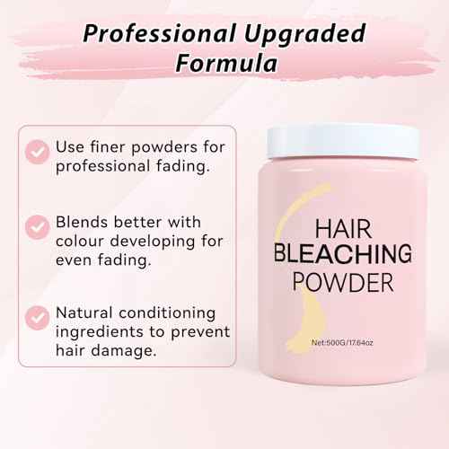 Hair Bleach Powder, Professional Lightening Bleach for Hair, Strong & Gentle Bleach Powder for Hair, Lift Up to 8 Levels, Perfect for DIY Blonde Highlights & Lightening (500g/17.64 oz)