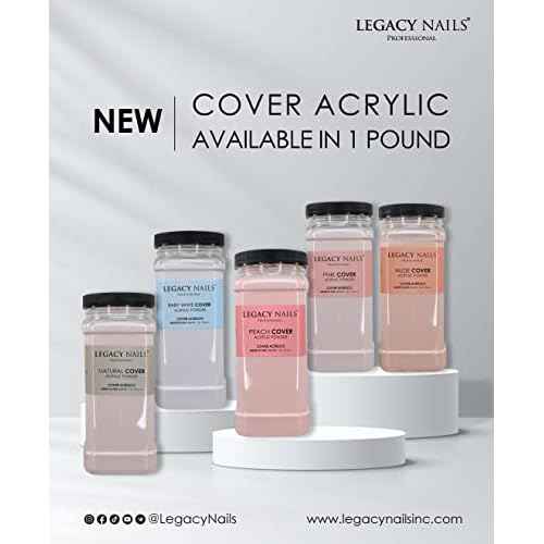 Legacy Nails Professional Cover Acrylic Powder - 1 Lb - Ideal For French Nail Art & Natural Look (COVER PEACH)
