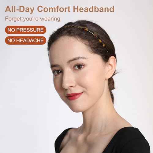 3 Pack Eyewear Headbands,No Headache Non Slip Hair Bands Fashion Thin Headbands for Womens Sisters Girls Gifts(Black,Tortoise,Amber)