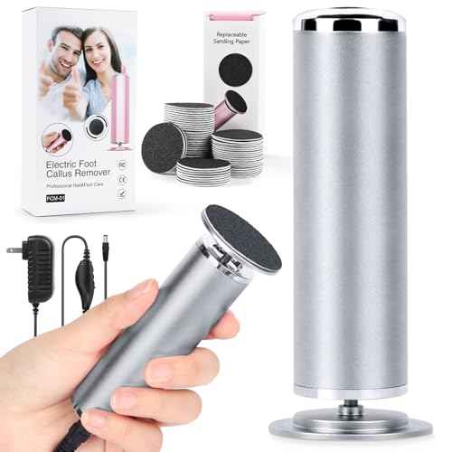 Electric Foot File Remover Callus: Profesional Pedicure Tool for Foot Sander - Summer Adjustable Speed Feet File Grinder for Skin and Calluses - 60 Pcs Replacement Sandpaper Disk for Home Spa Salon