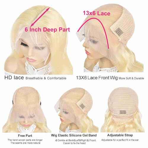 Sebast 26 Inch 613 Lace Front Wig Human Hair 13x6 Blonde Straight Transparent Lace Front Wigs Human Hair Pre Plucked 613 HD Lace Frontal Wig 13x6 200 Density Blonde Wigs Human Hair for Women