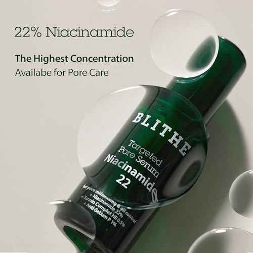 BLITHE Targeted Pore Serum with 22% Niacinamide for Oil Control, Pore Minimizer for Face, Korean Skin Care ? 1 fl oz