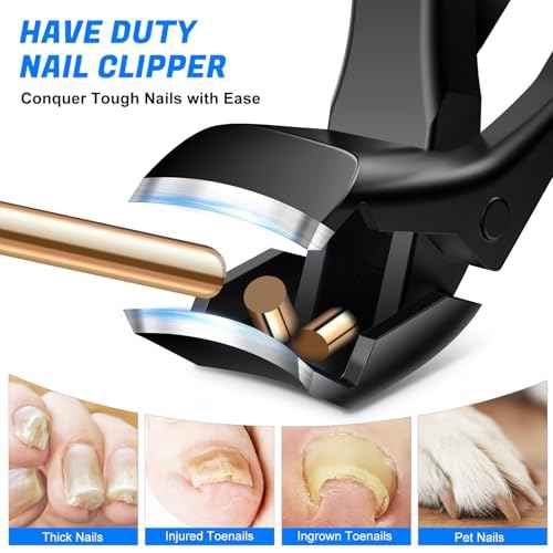 2025 Stocking Stuffers for Mens, Toenail Clippers for Thick Toenails, Angled Head Toe Nail Clippers, Heavy Duty 45¡Æ Slanted Toenail Clippers, 37mm Wide Jaw Nail Clippers Christmas Gifts for Dad, 6PCS