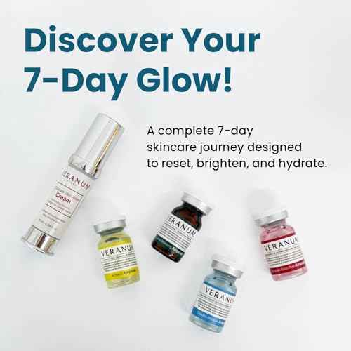 7-Day Glow Trial Kit ? 5-Piece Ampoule + Aider Cream System | MicroFusion 2X Absorption | Vitamin C + Collagen + Centella EV | K-Beauty Discovery Set for Hydration & Radiance (5 Mini Sizes)