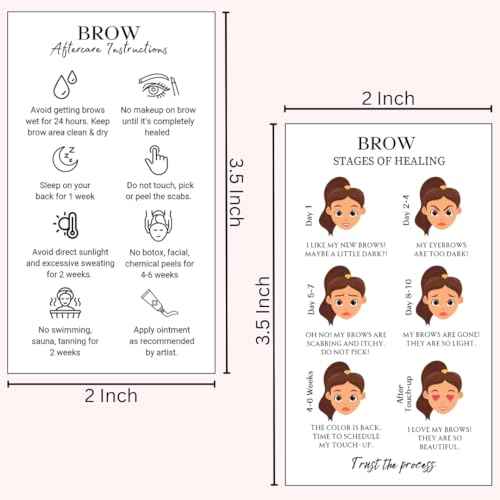 PMU Permanent Makeup Eyebrow Aftercare Card | 50 packk 2 x 3.5 Inch business card size | Tattoo Aftercare for Brow Microblading Ombre and Lip Blush