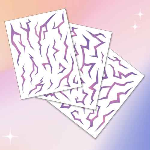 UV Glow Pattern Temporary Tattoos | Purple Demon Energy Pattern | Blacklight Activated Neon Blue | Hunter Cosplay | Fake Tat Stickers | Music Festivals, Kpop RPD, Rave Accessories, Halloween