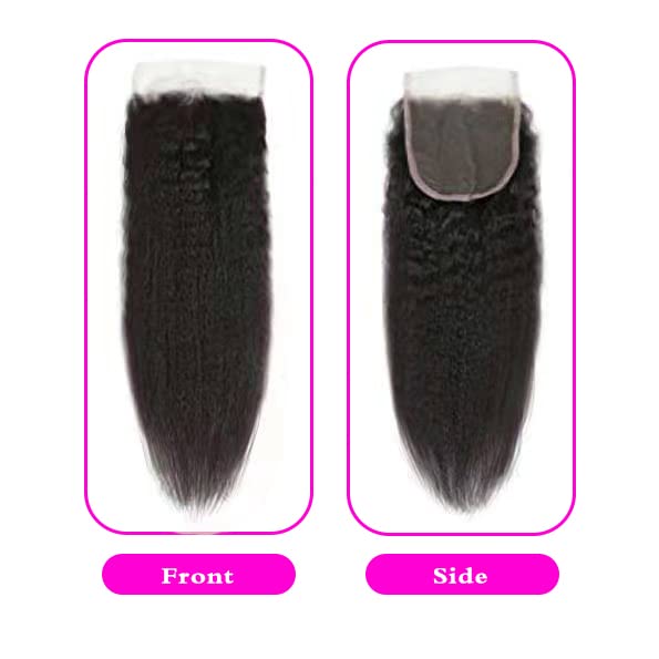 Selina Lace Closure Kinky Straight 4x4 Lace Closure Hd Lace Closure Kinky Straight Human Hair Free Part Lace Closure Hair Natural Color Black(12inch Kinky Straight, 4x4)